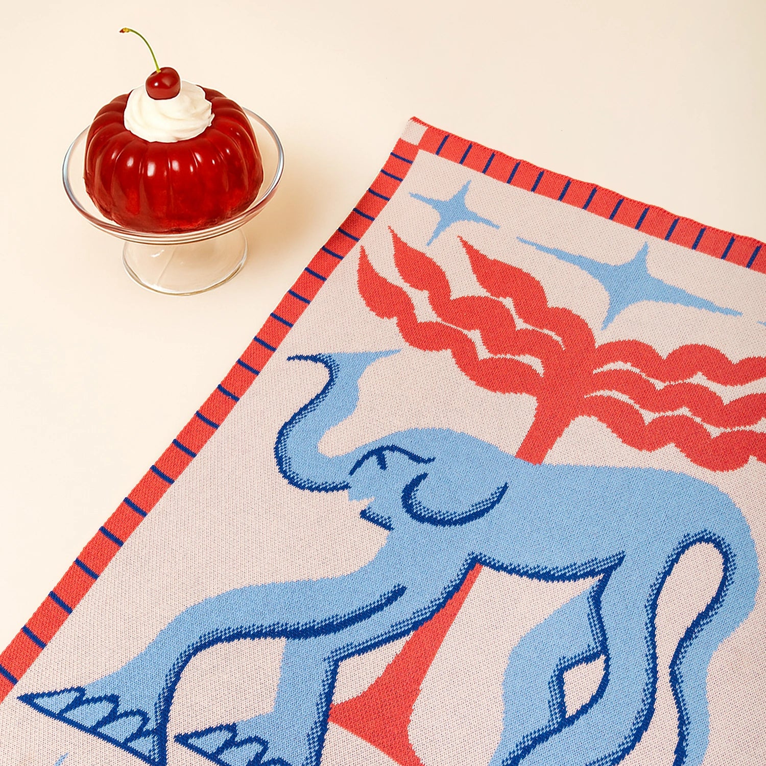 Jellyphant Mini Knit Blanket by Slowdown Studio designed in collaboration with artist Roisin O&