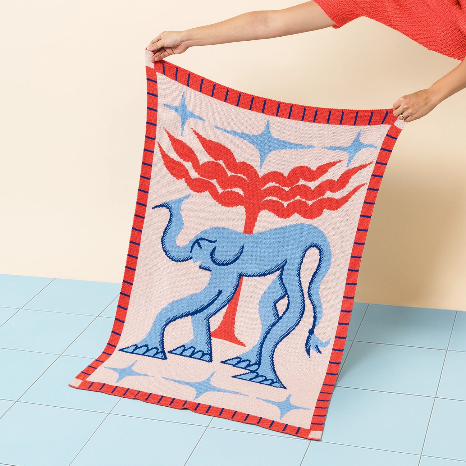 Jellyphant Mini Knit Blanket by Slowdown Studio designed in collaboration with artist Roisin O&