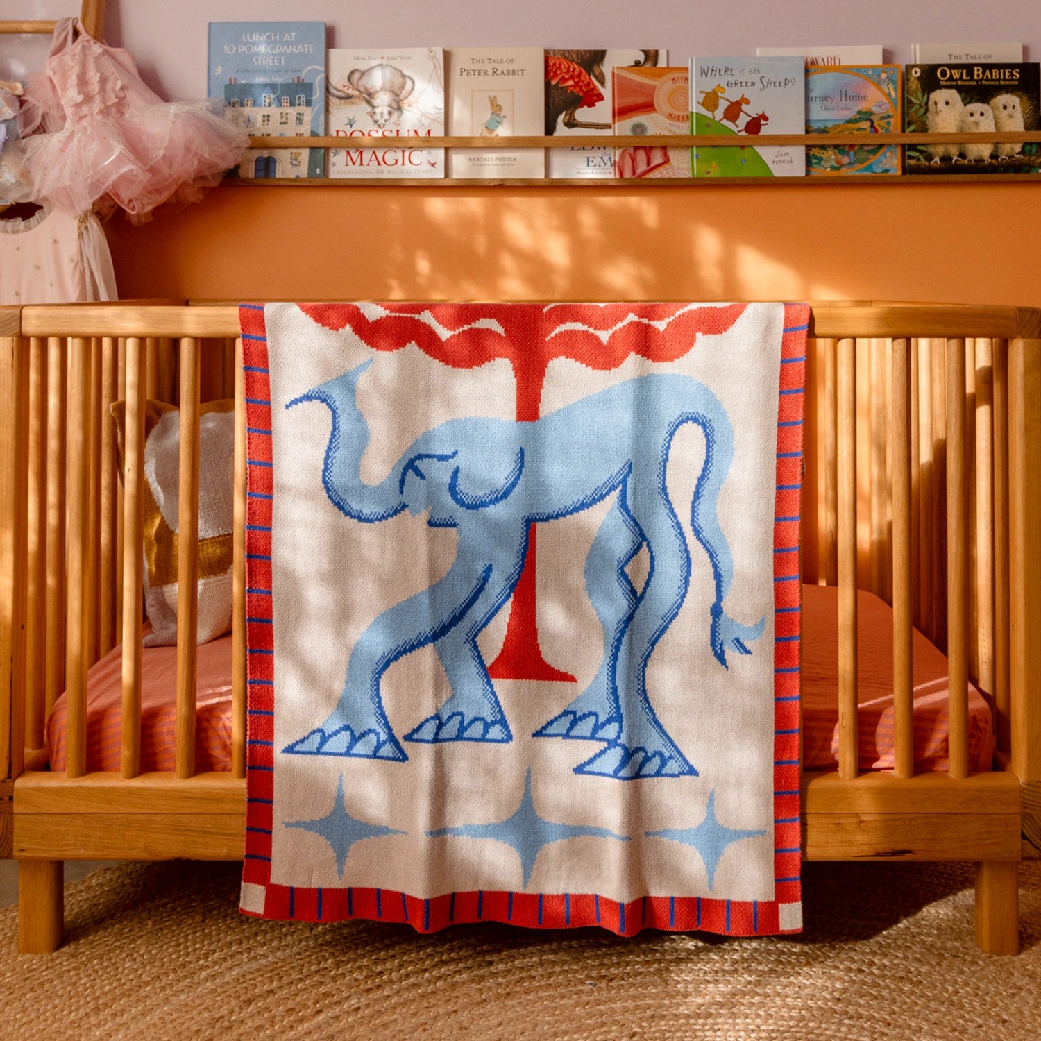 Jellyphant Mini Knit Blanket by Slowdown Studio designed in collaboration with artist Roisin O&