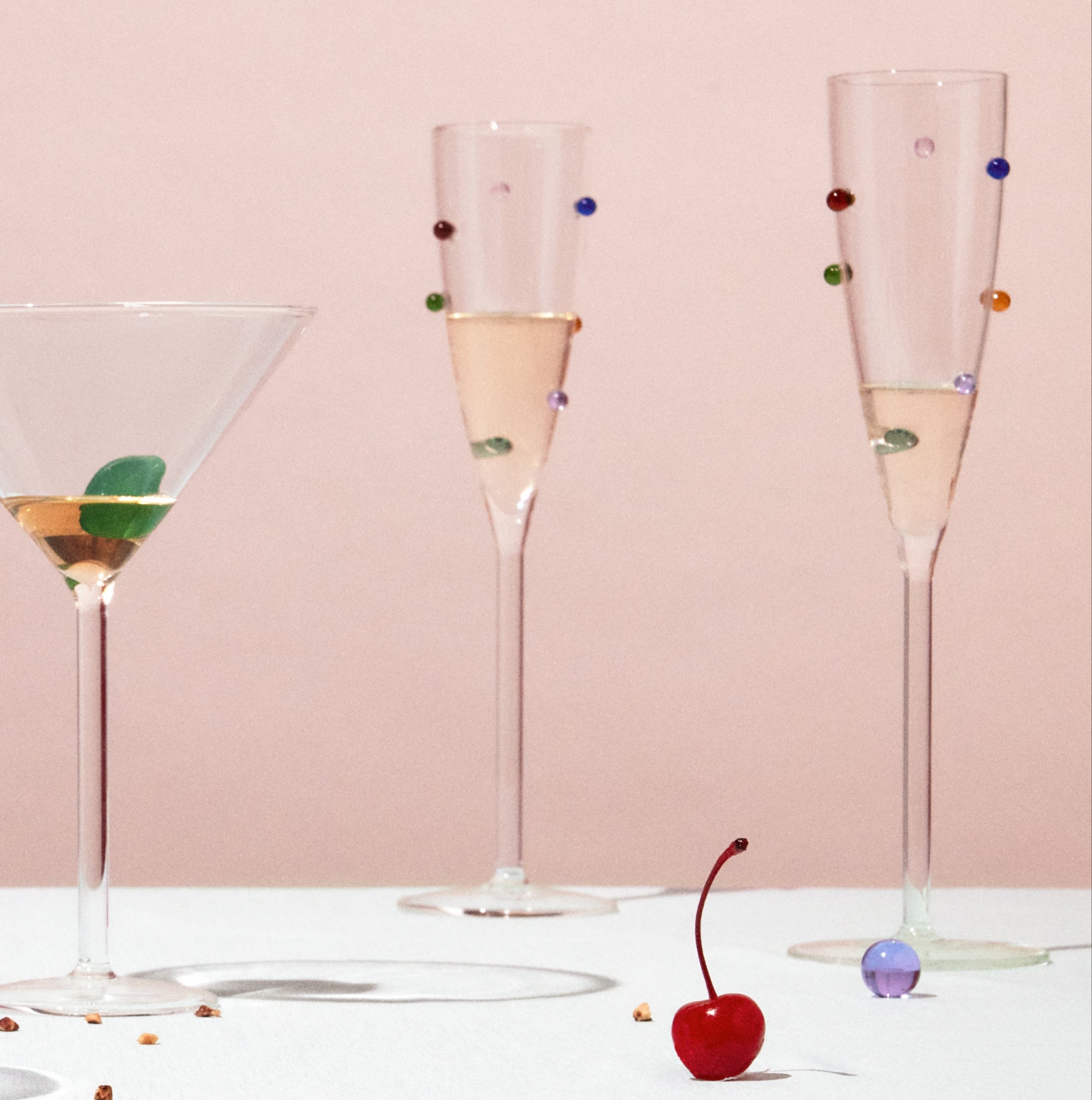 Pomponette Champagne Flutes (Set of 2) - Slowdown Studio