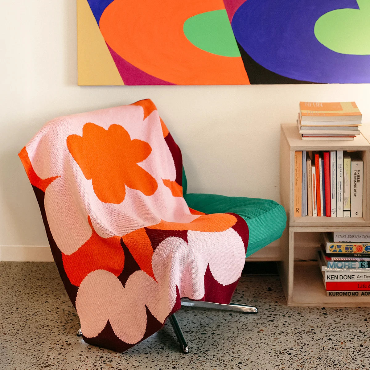 Petal pop Mini Knit Blanket by Slowdown Studio designed in collaboration with artist Micke Lindebergh