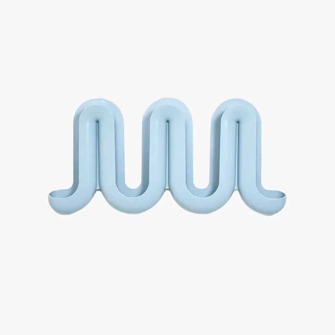 A light blue, wavy, three-dimensional Heller Swell Wall Catchall on a plain white background.