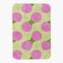 Rectangular bath mat with pink polka dots on a green background