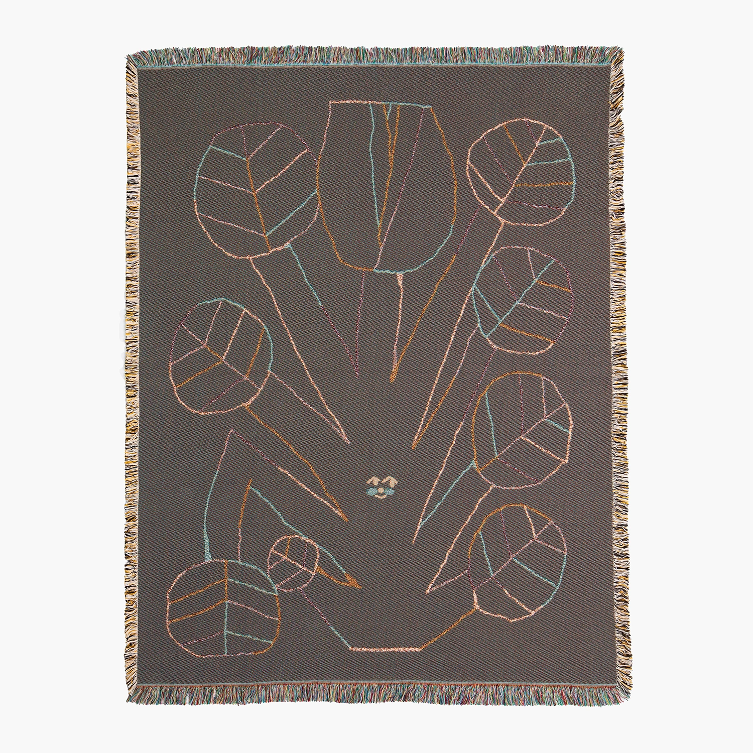 Textile with abstract leaf design on a plain background